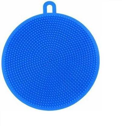 Synergy 1 Pcs Silicone Washing Sponge Antibacterial Silicone Scrubber Fruit and Vegetable Washing Brush Round Scrubber Pad Multipurpose Silicone washing Tools for Kitchen Scrub Sponge
