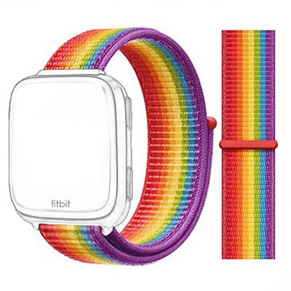 3Tree Woven Nylon Strap Compatible for Fitbit Versa, Versa 2, Versa lite & Versa SE (Colorful) ( Watch Not included) Smart Watch Strap