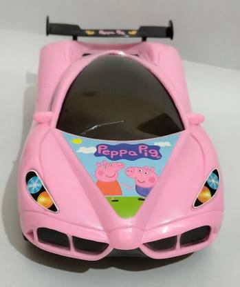 urmi Top Selling Pink P Pig Bump And Go 3D Colorful Lights Racing Car