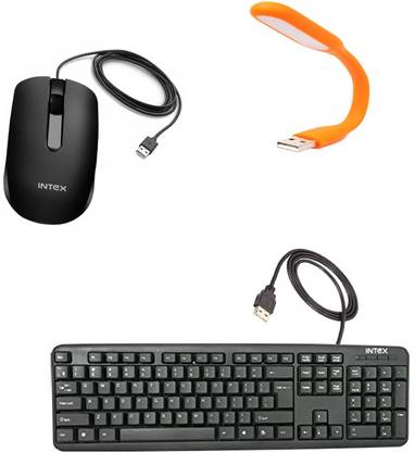 Intex USB1 WIRED KEYBOARD STANDARD KEYBOARD SOFT TOUCH KEYS COMFORTABLE LONG KEY PRESS LIFE LONG CABLE USB 1 WIRED MOUSE SMOOTH SCROLL USB LIGHT LAMP TABLE HOME COMFORTABLE LIGHT ALL PRODUCT ITEM Combo Set