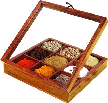 wooden cave Spice Set Wooden, Glass