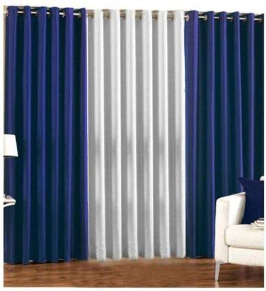 Kraftiq Homes 152 cm (5 ft) Window Polyester Semi Transparent Curtain (Pack Of 3)