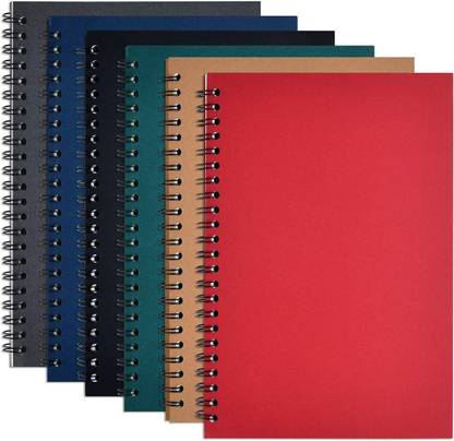Macro ECO FRIENDLY SET OF 6 COLORFUL HI QUALITY SPIRAL NOTEBOOK SET A5 Diary UNRULED 120 Pages