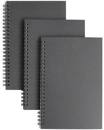 Macro ECO FRIENDLY PACK OF 3 BLACK HI QUALITY UNRULED NOTEBOOK SET A5 Diary UNRULED 120 Pages