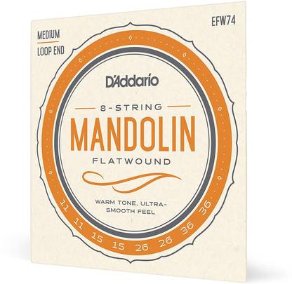 D'ADDARIO EFW74 Phosphor Bronze Flatwound Mandolin Strings, Medium, 11-36 Mandolin String