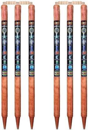 Fit World 6 Wooden Stumps & 4 Bails (2 Wicket Set) CRICKET WOODEN STUMPS SET