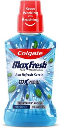 Colgate Maxfresh Plax Antibacterial Mouthwash, 24/7 Fresh Breath – Pepper Mint  (500 ml)