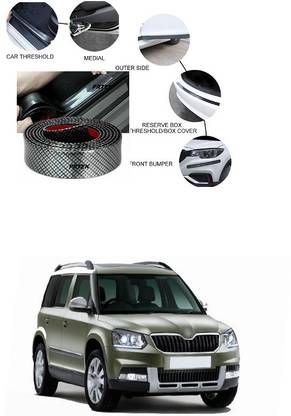 PRTEK Door Entry Guards Scratch Cover Protector Paint Threshold , Carbon Fiber Rubber Car Door Guard /Rear Bumper Guard Scratch scratch protection strip Front Entry Sill A207 Car Beading Roll For Window, Bumper, Door