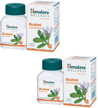 HIMALAYA Wellness Pure Herbs Brahmi Mind Wellness |Improves alertness |- 60 Tablet (Brahmi helps calm the mind, promote clarity of thought, thinking, learning and memory, thus enhancing cognitive abilities memory consolidation) PACK OF 2