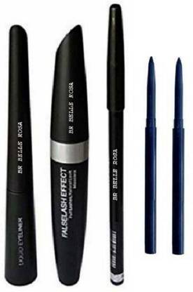 BR Belle Rosa Eyebrow Pencil Black & Liquid EyeLiner & Mascara & kajal 2 pcs