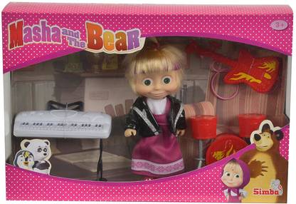 Masha And The Bear Toy Accessories Set Including Piano, Keyboard, Guitar and Drums, 5 inch for Kids Boys Girls Age 3 Years and above