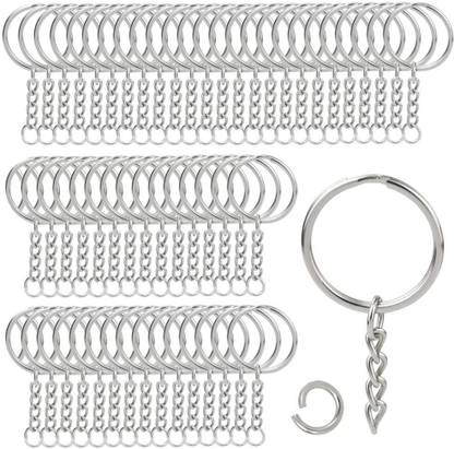 greencom 50Pcs Keyring Key Chain Split Metal Key Rings with Link Chain and Open Jump Rings Bulk for Crafts DIY Jewelry Keyring Making 1"/25mm Key Chain