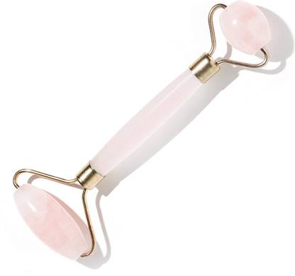 AIR9999 ROSEQTZROLLERNEW Natural Rose Quartz Double Head Facial Massage Roller Massager