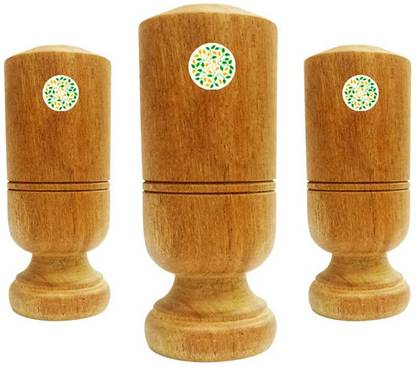 HERBS & US (Pack of 3) Ayurvedic Herbal Wood Glass Vijaysar Pterocarpus Marsupium Tumbler - Pack of 3 | Vijaysar ki Lakdi | Indian Kino | Ayurvedic Herbal Wood Tumbler Glass Set Water/Juice Glass