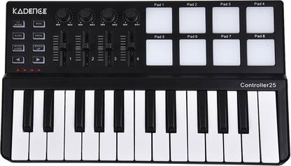 Xtreme Acoustics XA-MID-KCX2M 25 keys USB MIDI keyboard controller with 8 backlit drum pads and 8 assignable keys for music production. XA-MID-KCX2M Analog Portable Keyboard