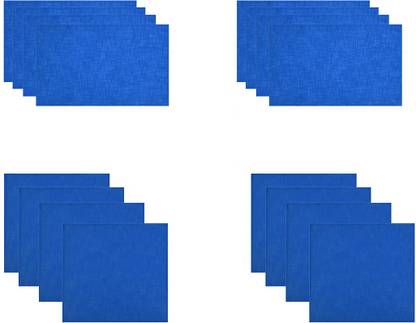 SWHF BLue Linen Reversible Cocktail/Napkin Sets, 4 Seater Dining Table Placemat Set Blue Cloth Napkins