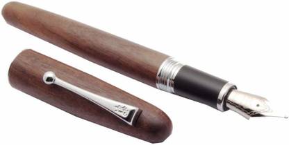 greencom Jinhao 9035 American Walnut Finish Wooden Fountain Pen Silver Trims Medium Nib Fountain Pen