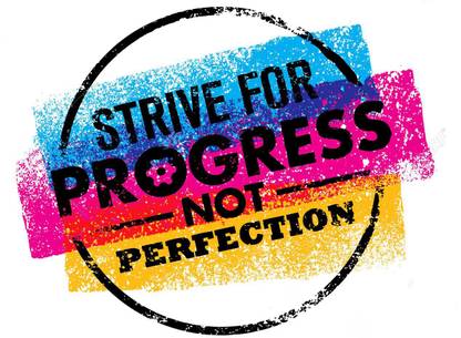 Inspiring Motivation With Text Strive For Progress Not Perfection Poster Des Wall Art Poster (Paper, 46 x 30.5 cm x 0.1 cm) Paper Print