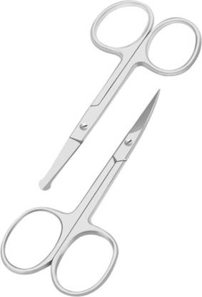 LOWPRICE Curved and Rounded Scissors for -Mustache, Nose Hair & Beard Trimming Scissors, Safety Use for Eyebrows, Eyelashes, and Ear Hair - Professional Stainless Steel Scissors