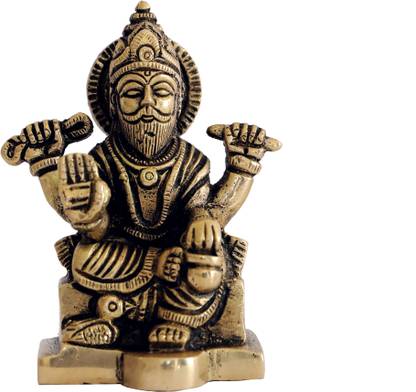 B H A R A T H A A T Brass Vishvakarma Sitting Sri Hindu God Visvakarma Diety Idol Sculpture Statue Lord Vishva karma Murti Pooja Best Handicrafts Art (1.8 x 1.5 x 2.8 inch, Yellow ) BH07221 Decorative Showpiece - 7.112 cm