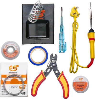 Electronic Spices 8 in 1 combo of 25 watt soldering iron starter kit for project work 25 W Simple