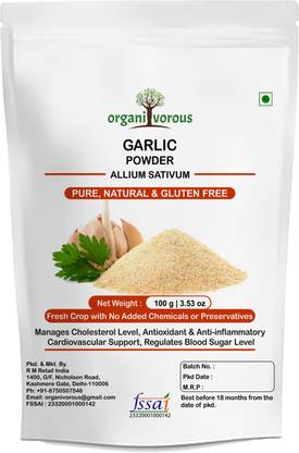 Organivorous Garlic Powder for Eating, Cooking & Baking | For Men & Women | Pure & Natural
