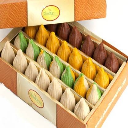 Ghasitaram Gifts Sweets-Pure Kaju Assorted Modaks 400 gms Box