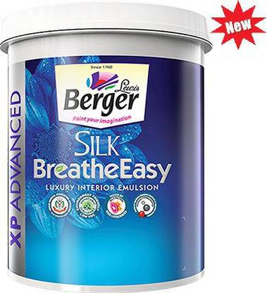 Berger Silk Breathe Easy Anti Bacterical Luxuary Emulsion-White (1L) white Emulsion Wall Paint