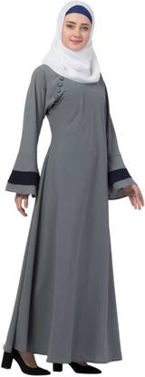 bidsbazaar Crepe Abaya With Hijab