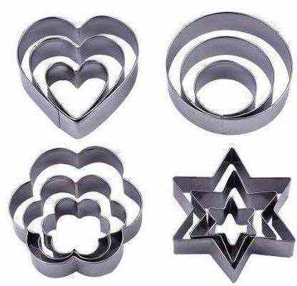 Nac Global Multi Shape Cookie Cutter Set 12 Pieces Set Mold for Biscuit Cake Cut Cookie Cutter