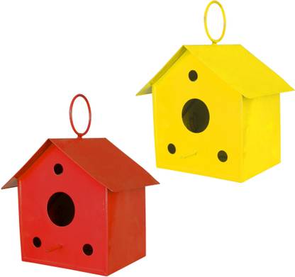 TrustBasket Set of 2 Colorful Bird House( Red and Yellow) Bird House
