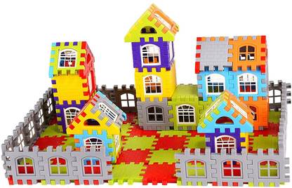 ब्लैक बर्ड Big Size House Building Blocks with Windows & Smooth Rounded Edges Block Educational Game for Kids (72 Blocks + 35 Windows) -Multicolor