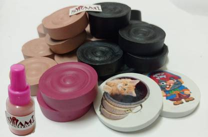 Dinetic 20 Wooden Carrom Board Coins,1 Striker and 1 Powder (Multicolour) Carrom Pawns