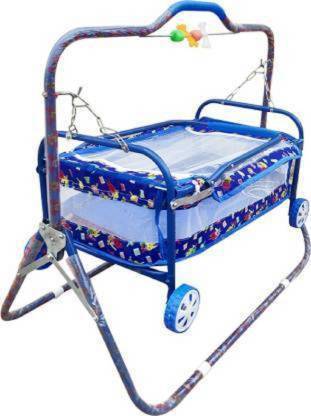 Sizara Stylish Baby Crib/ Palna with Mosquito Net and stylish besinet (Blue) Bassinet