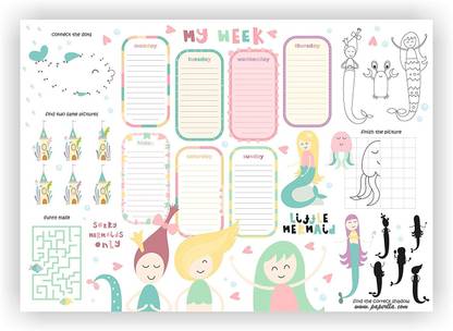 Flipkart SmartBuy Mermaid Planner Collection Notepad with Multiple Fun Activities Table Organizer A4 Planner RULING 50 Pages