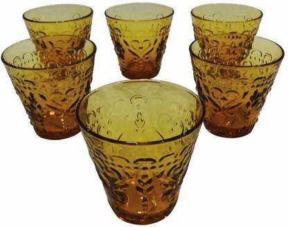 HI PLUS (Pack of 6) GL-5012-YELLOW Glass Set Whisky Glass