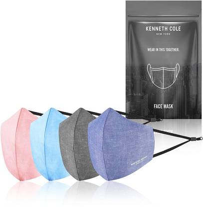 Kenneth Cole Unisex Multicolour Pack Of 4 Anti Pollution Anti Heat Anti Dust Mask Multilayer Reusable Outdoor Face Mask KCLINENBLUPO4 Reusable, Washable Cloth Mask With Melt Blown Fabric Layer