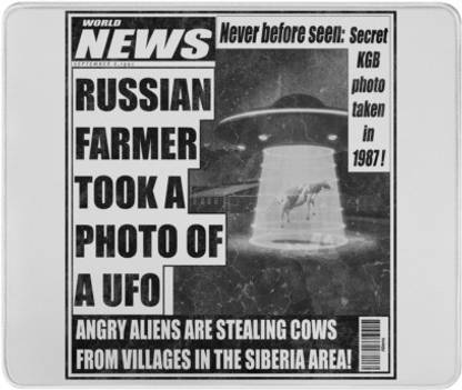 SKY DOT UFO in the Newspaper Non Slip Base Mousepad