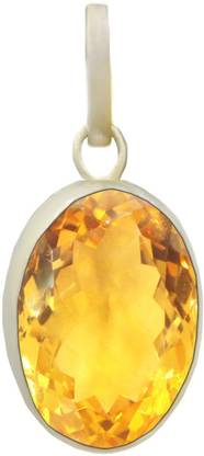 Takshila Gems Natural Yellow Topaz Pendant in Silver 7.25 Ratti / 6.52 Carat Lab Certified Silver Topaz Stone, Silver Locket