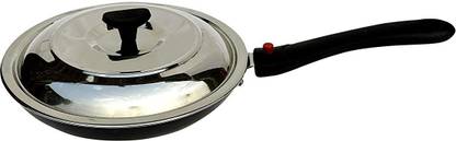 GALOOF Hard Anodized 22 cm Taper Fry Pan/Kadhai with Easy Press Button Type Handle(Detachable Handle) Fry Pan 22 cm diameter with Lid 1.5 L capacity