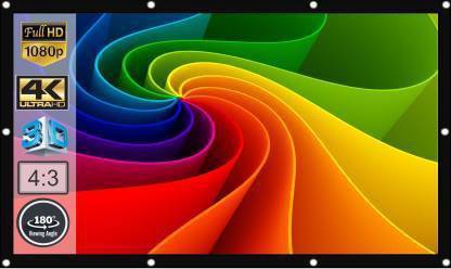 Moiz 86 Inch Diagonal, 4:3 Viewing Aspect Ratio, 69 Inches x 52 Inches, Supports UHD-3D-4K Technology Universal Eyelets Type Foldable White 6 Feet - Width x 4 Feet - Height Projector Screen (Width 175 cms x 132 cms Height) Projector Screen (Width 175 cm x 132 cm Height)
