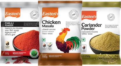 Eastern Chilly Powder 250 g Pouch, Coriander Powder 250 g Pouch, Chicken Masala Powder 100 g (Pack of 3) 600g