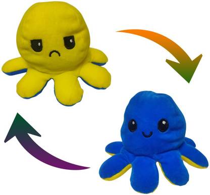 Agnolia Emotional (Happy/Sad) Reversible Octopus Plush Toy, Cute Reversible Octopus Plush Toy, Octopus with Sad Happy Mood Reversible, BEST QUALITY  - 14.5 cm