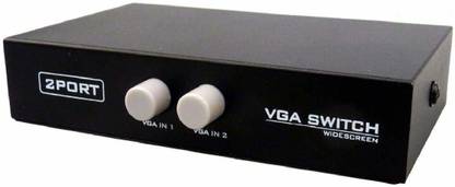 ATEKT  TV-out Cable 2 Port VGA SVGA Sharing Switch Box 2 in 1 Out for LCD PC TV Monitor Projector