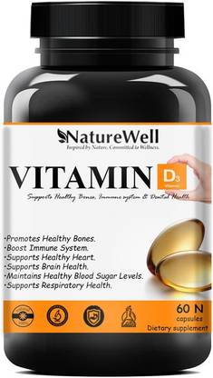 Naturewell Calcium Vitamin D3 600mg Tablets Health Bone & Muscle Relaxation (60N WO) Ultra