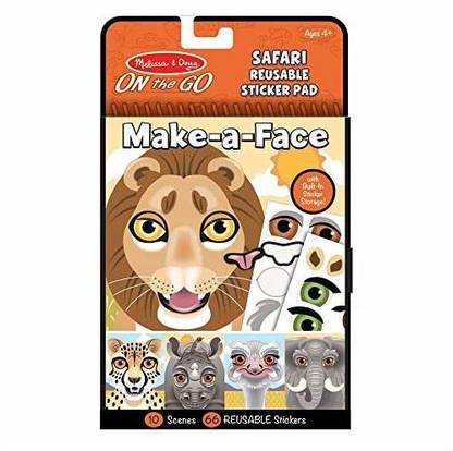 MELISSA & DOUG Make-A-Face Safari Reusable Sticker Pad