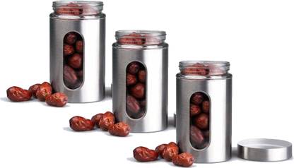 Shree Varni Enterprise Steel, Glass Tea Coffee & Sugar Container  - 550 ml