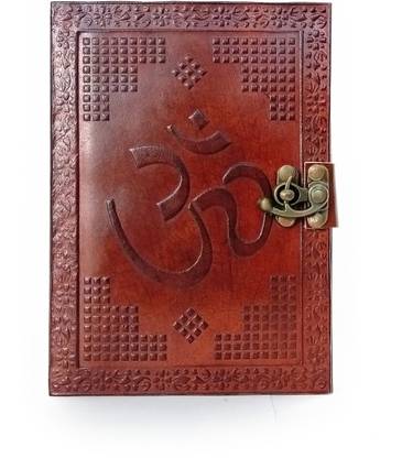 Coronal Leather Journals Handmade Leather Diary Notebook for Men-Women Nice OM Embossed Design in Brown Color with Brass Lock Diary for Girls-Boy A5 Journal Unruled 240 Pages