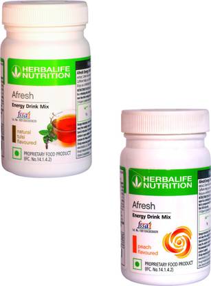 HERBALIFE Afresh Energy Drink Mix - Tulsi Flavor & Peach Flavor Combo Pack Of 2 PCS Energy Drink