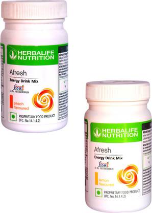 HERBALIFE Afresh Energy Drink Mix - Peach Flavor & Lemon Flavor Combo Pack Of 2 PCS Combo